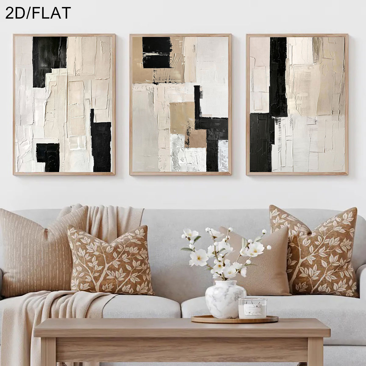 Abstract Canvas Set - 3PCS Tanpa Bingkai, 3pcs/Set Poster Kanvas