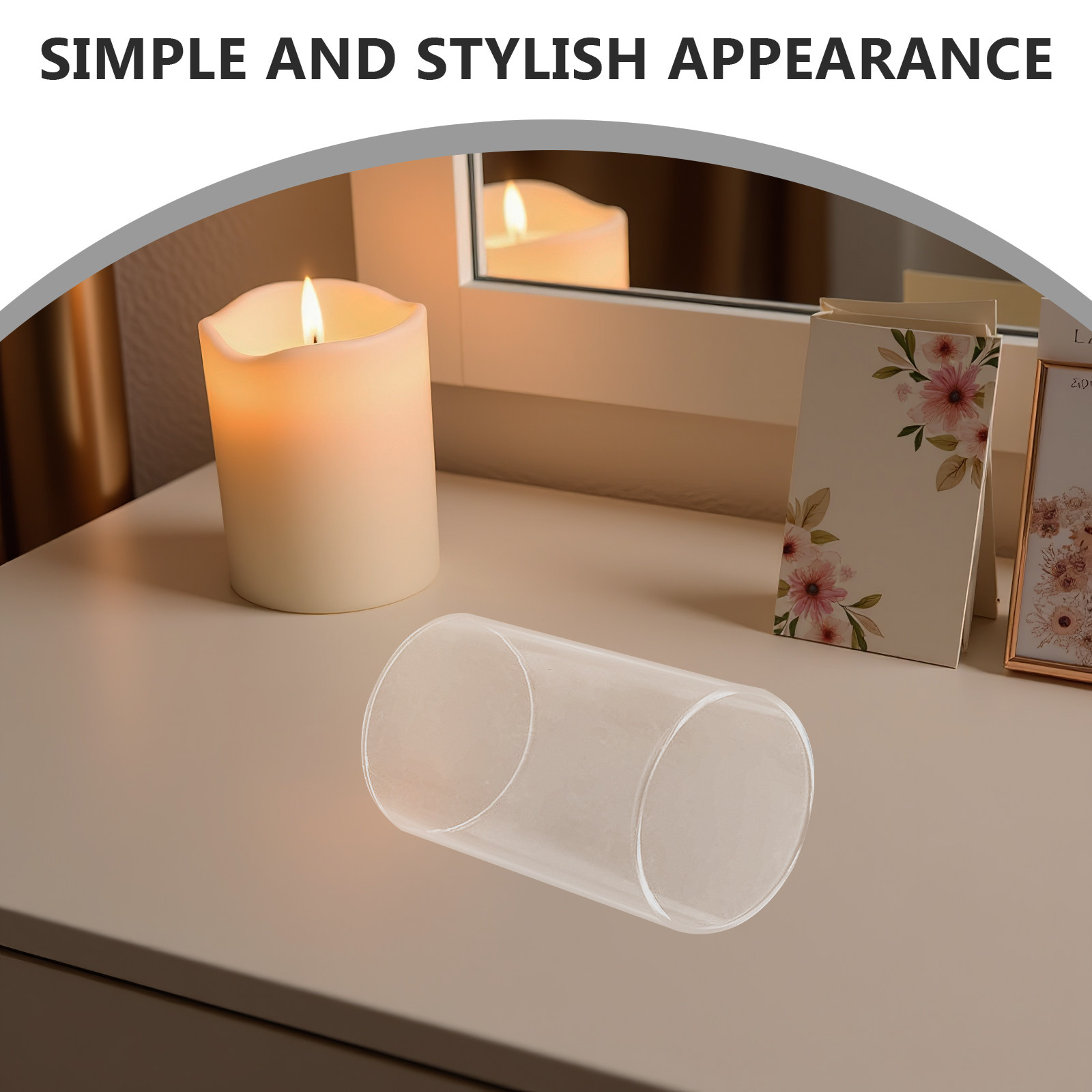 Candle Holder Decor - Tempat Lilin Berbentuk Tabung Kaca, Penutup