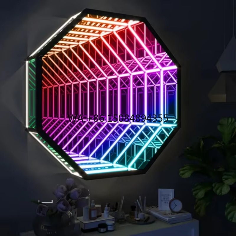 Decorative Mirror - Terowongan Cermin Infinity 3D Oktagonal, Cermin
