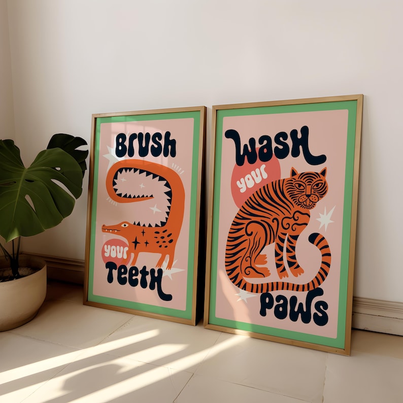 Abstract Canvas Set - 2pcs/set Lukisan Kanvas Kamar Mandi Motif