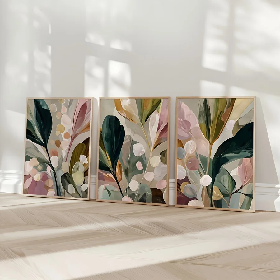 Set 3 buah, ukuran besar, moti - Abstract Canvas Set ulasan dan harga