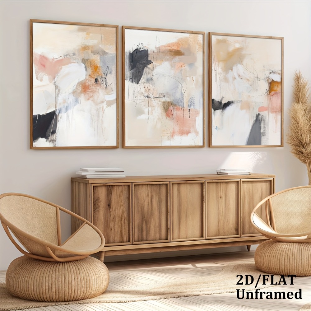 3 Buah Lukisan Seni Dekorasi D - Abstract Canvas Set ulasan dan harga