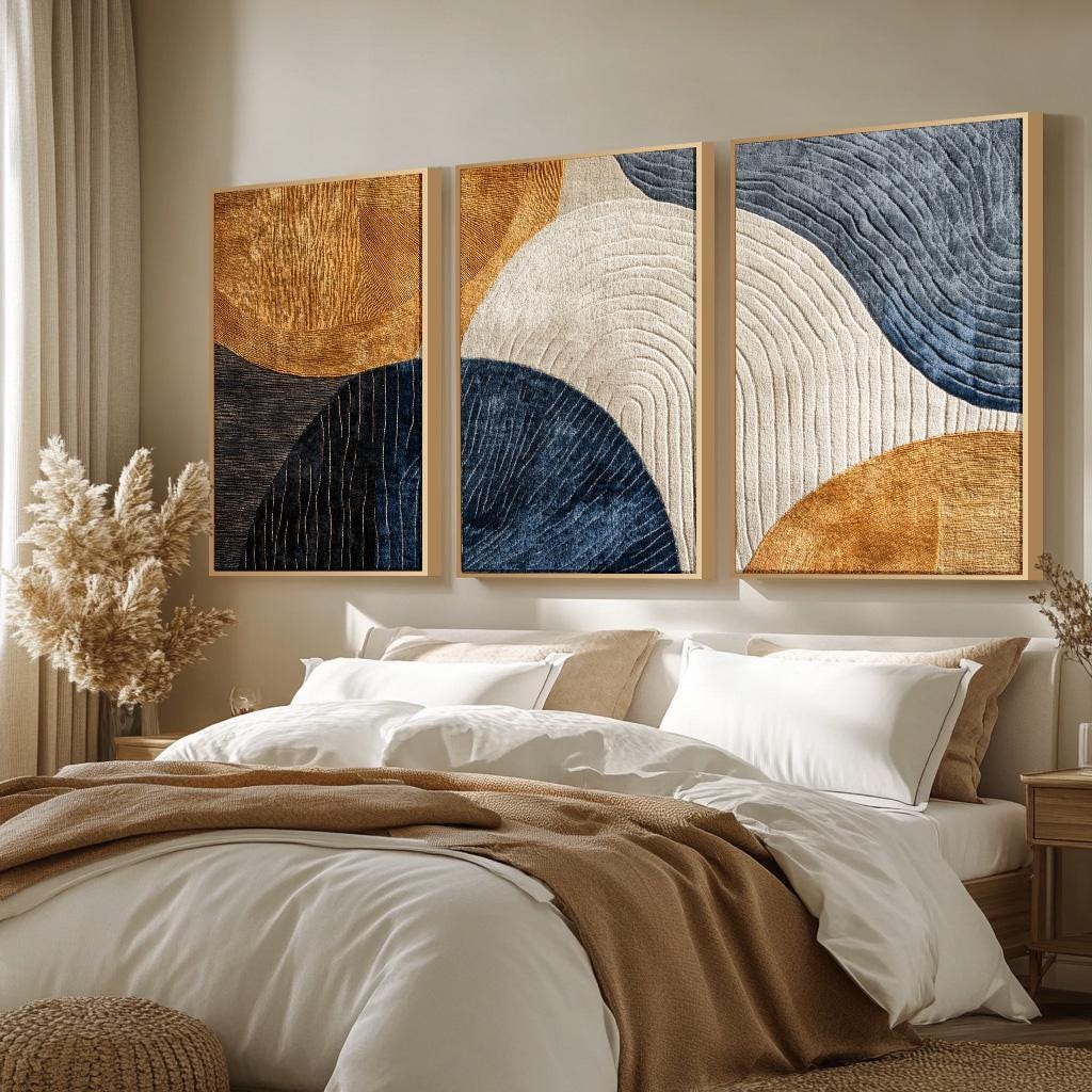 3 Buah Lukisan Kanvas Tanpa Bi - Abstract Canvas Set ulasan dan harga