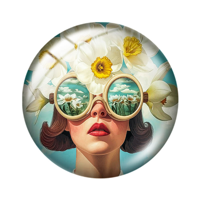 Cabochon kaca Beauty Girl Flow - Vase Decor ulasan dan harga
