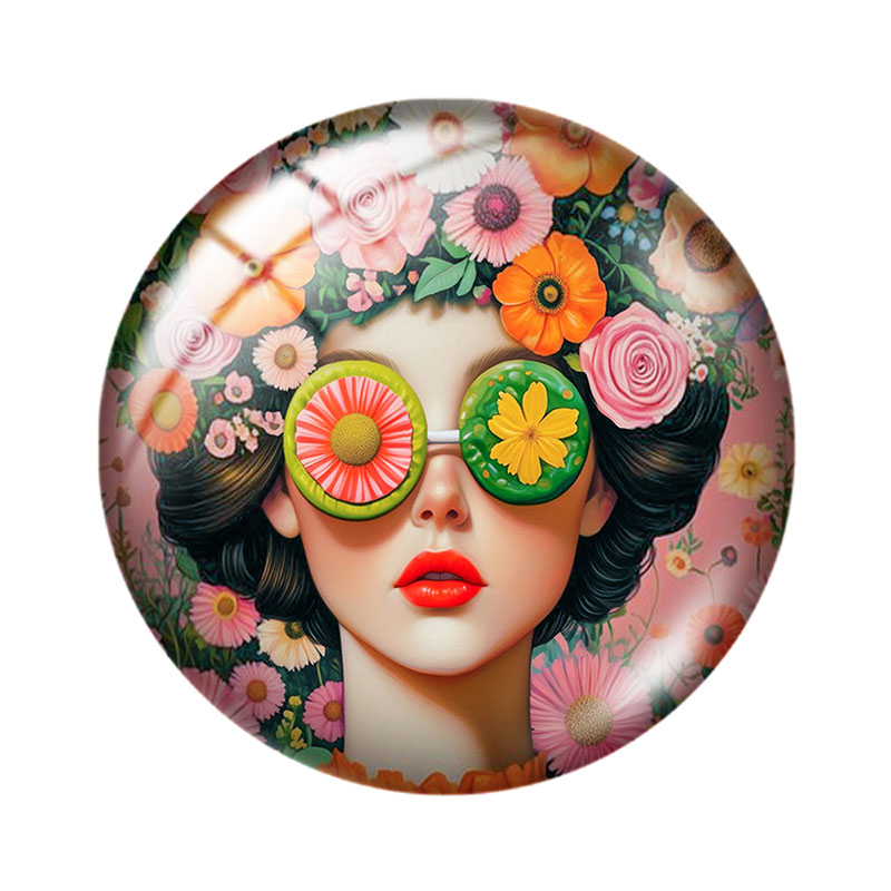 Cabochon kaca Beauty Girl Flow - Vase Decor ulasan dan harga