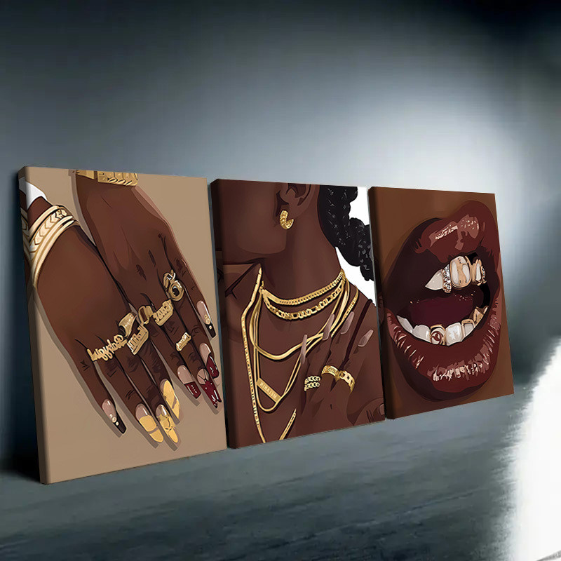 3 Buah Poster Seni Kanvas Abst - Decorative Mirror ulasan dan harga