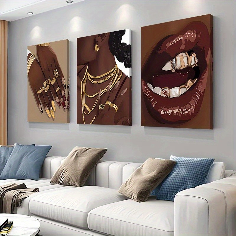 3 Buah Poster Seni Kanvas Abst - Decorative Mirror ulasan dan harga