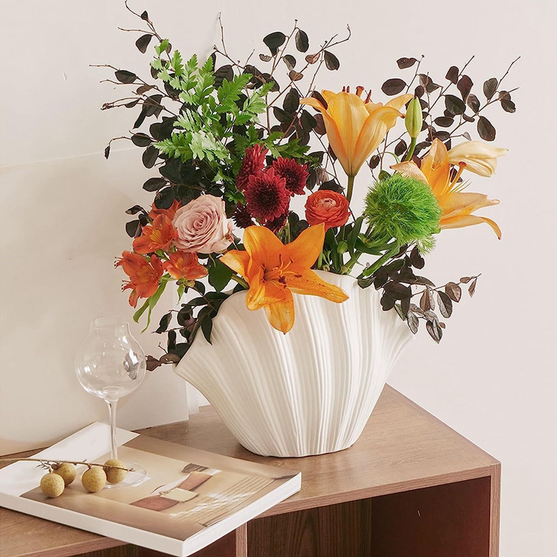 Vas Keramik Berbentuk Kerang G - Vase Decor ulasan dan harga