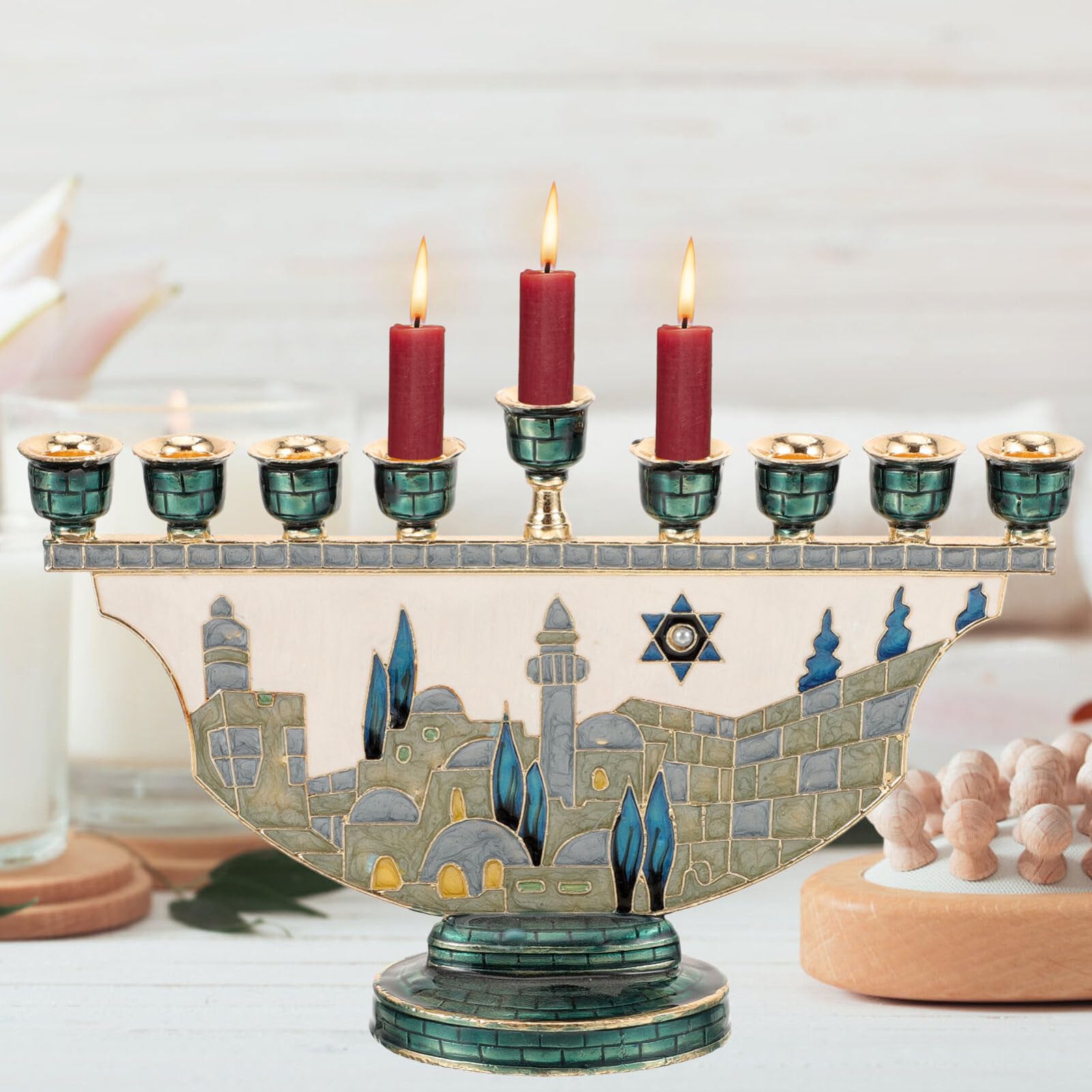Tempat Lilin Hanukkah Menorah  - Candle Holder Decor ulasan dan harga